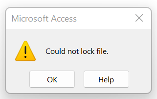 Access n'a pas pu verrouiller fichier