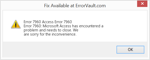 corriger l'erreur Microsoft Access 7960